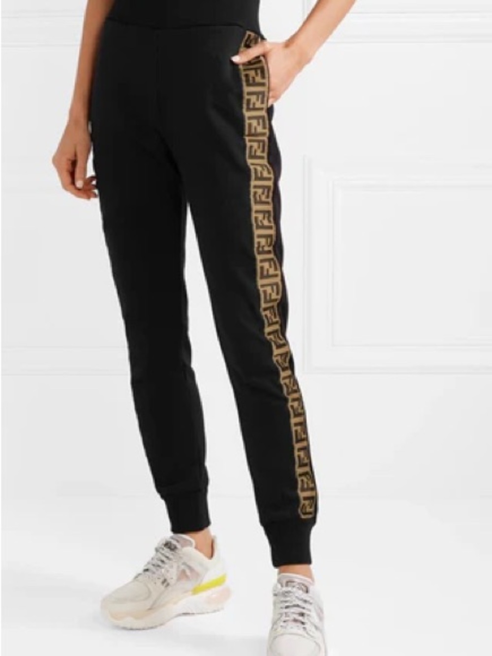 Fendi FF Logo Tape Jogger Sweatpants Black Brown Luxury Athleisure